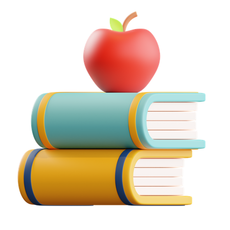 Book And Apple  3D Icon