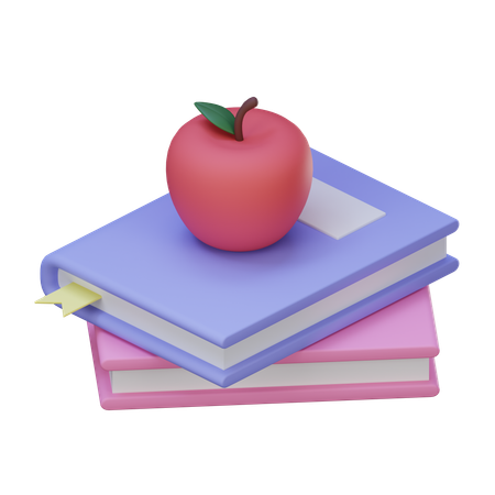 Book And Apple  3D Icon
