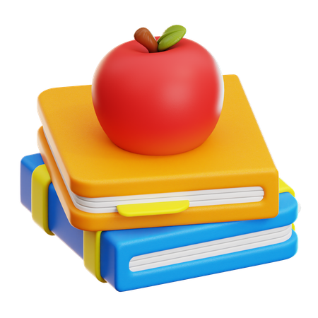 Book And Apple  3D Icon