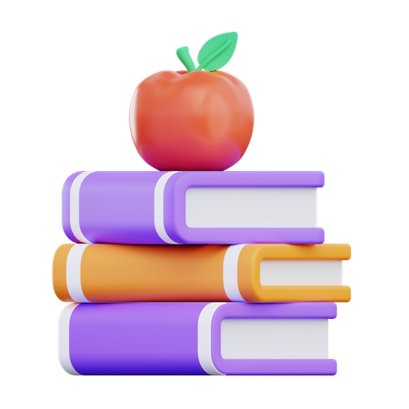 Book And Apple  3D Icon