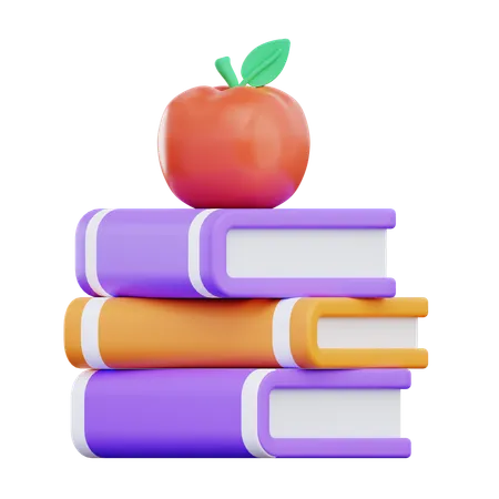 Book And Apple  3D Icon