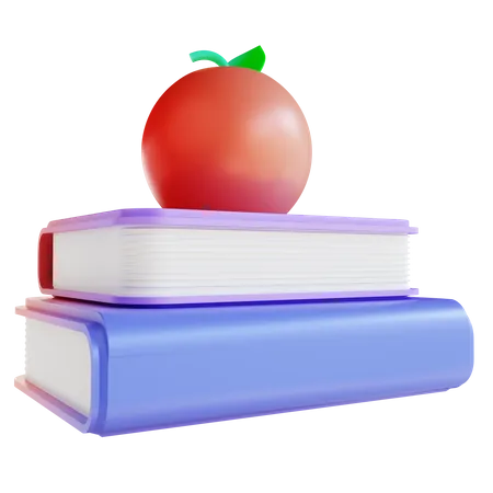 Book And Apple  3D Illustration