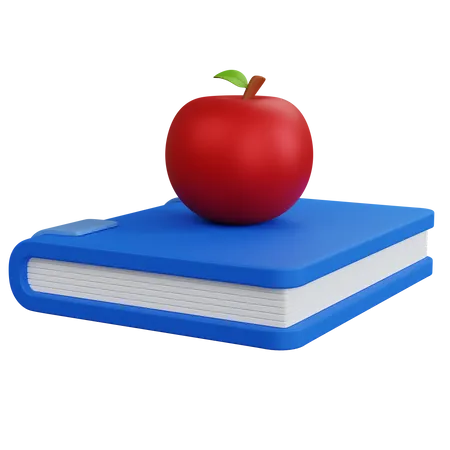 3 D Rendering Blue Book With Apples On It Isolated 3D Icon