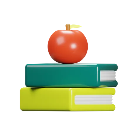 Book And Apple 3D Icon