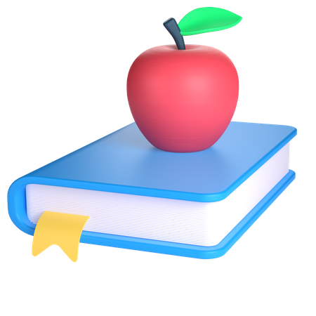 Book and Apple  3D Icon
