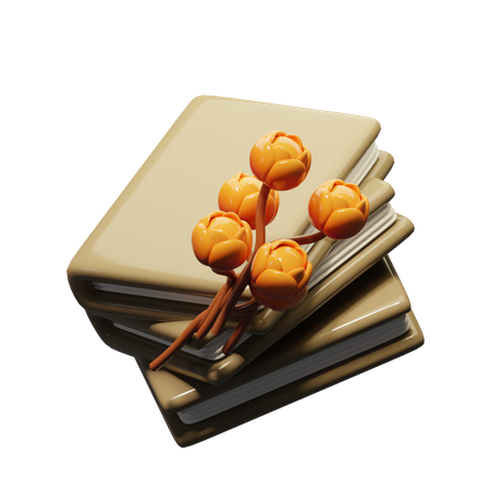 Book And Flower  3D Icon