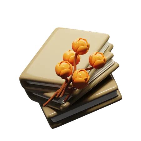 Book And Flower  3D Icon