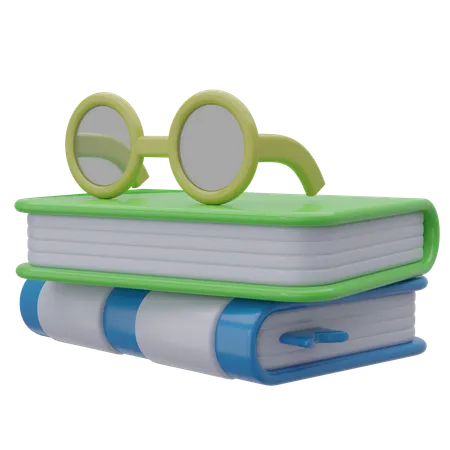 Book And Glasses Of 3 D Illustration Library 3 D Icon Concept 3 D Render 3D Icon