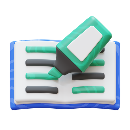 Book And Highlighter  3D Icon