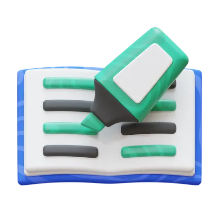 Book And Highlighter  3D Icon