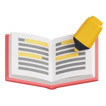 Book And Highlighter Marker 3D Icon