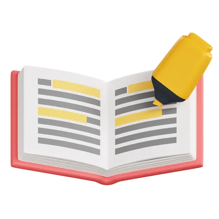 Book And Highlighter Marker 3D Icon