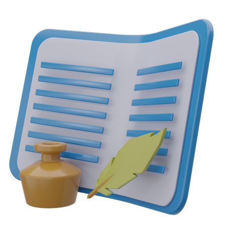 Book And Inkwell  3D Icon