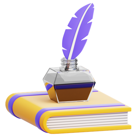 Book and Inkwell  3D Icon