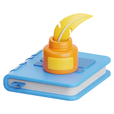 Book And Inkwell 3D Icon