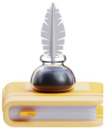 Book and Inkwell  3D Icon