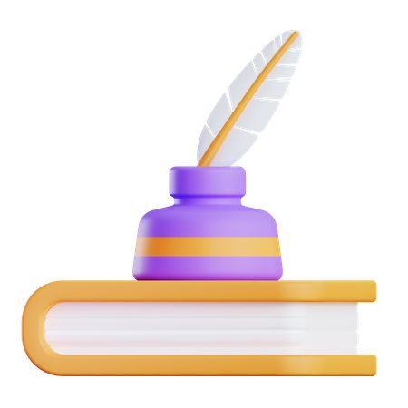 Book And Inkwell 3D Icon