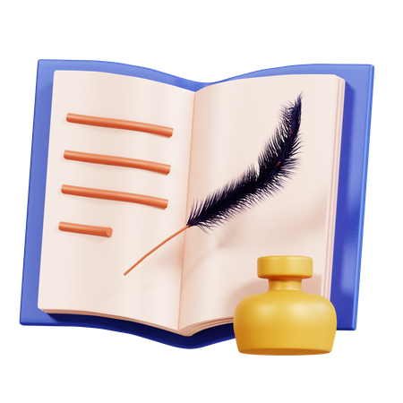 Book And Inkwell  3D Icon