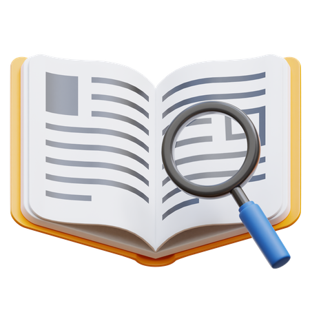 Book and Magnifier  3D Illustration