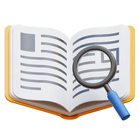 Book and Magnifier  3D Illustration