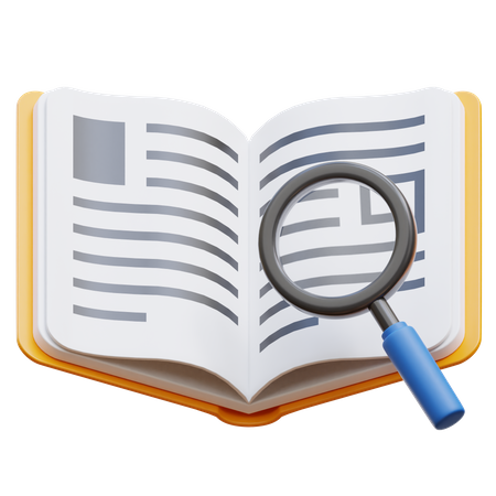 Book and Magnifier 3D Illustration