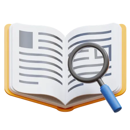 Book and Magnifier 3D Illustration