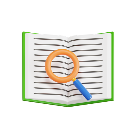 Book and Magnifier  3D Icon