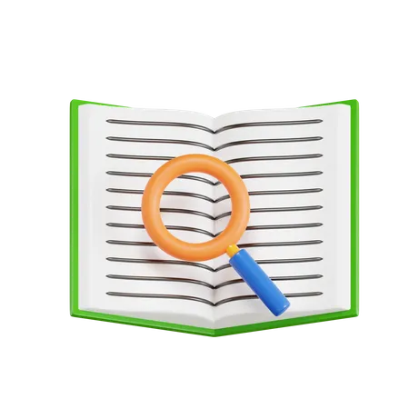 Book and Magnifier  3D Icon