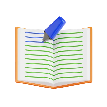 Book and Stabilo  3D Icon