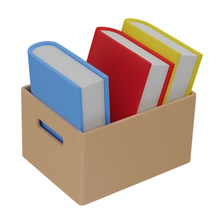 Books In A Cardboard Box 3D Illustration