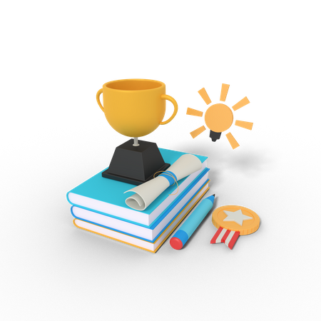 Book education trophy  3D Icon