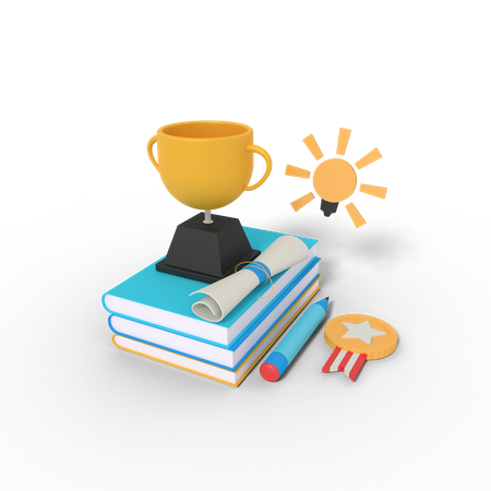 Book education trophy 3D Illustration