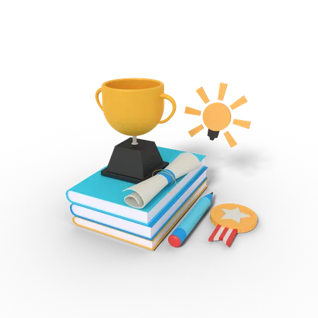 Book education trophy  3D Illustration