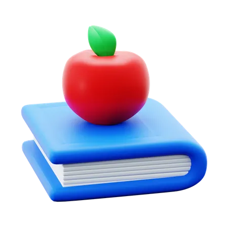 Apple Fruit On Top Of Book For Wisdom Education 3 D Icon Illustration Render Design 3D Icon