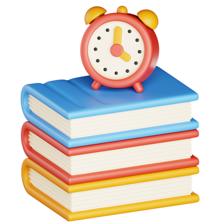 Book Stack With Clock  3D Icon