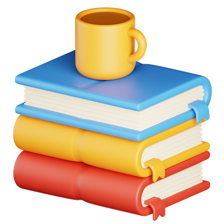 Book Stack With Coffee  3D Icon