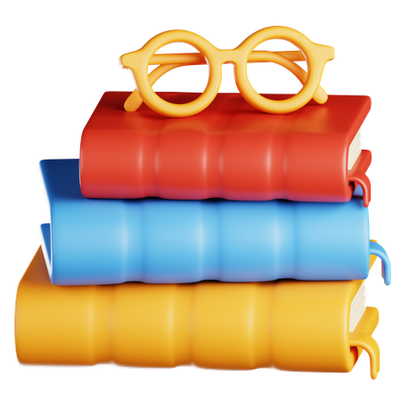 Book Stack With Glassesl  3D Icon