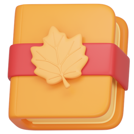 Book With Autumn Leaf Bookmark  3D Icon