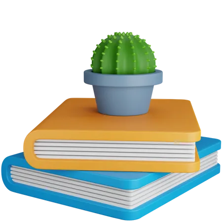 Book With Cactus Plant  3D Icon