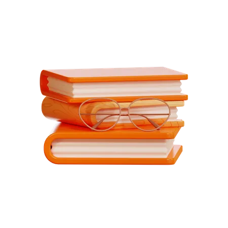 Book With Glasses  3D Illustration