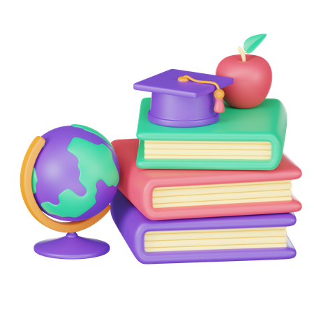Book With Graduation Hat  3D Icon