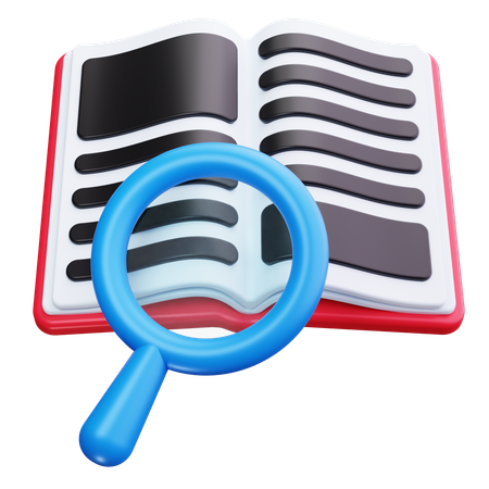 Book With Magnifying Glass  3D Icon