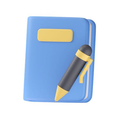 Book With Pen 3D Icon