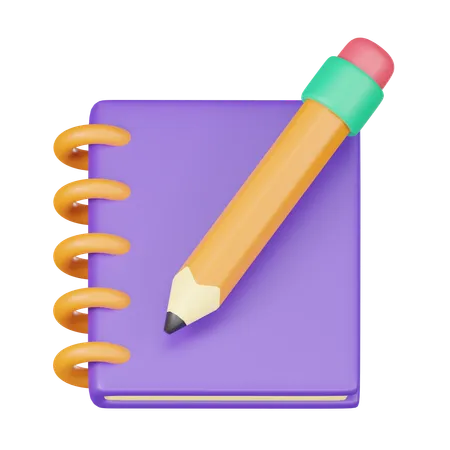 Book With Pencil  3D Icon