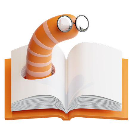 Book Worm  3D Illustration