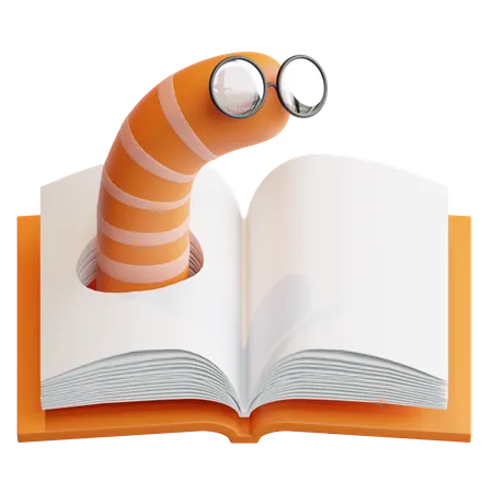 Book Worm  3D Illustration