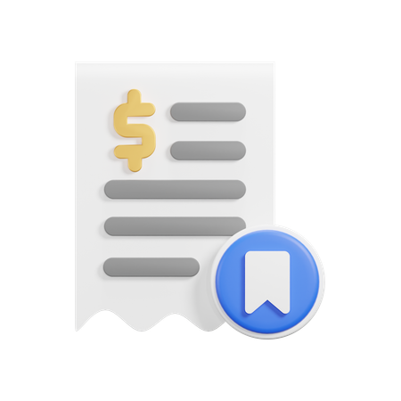 Bookmark Receipt  3D Icon