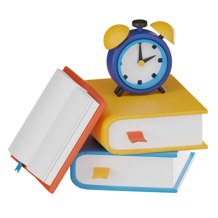 Books And An Alarm Clock Perfect For Academic Concepts And Educational Materials Seeking To Inspire Study Time And Academic Success 3 D Render Illustration 3D Icon