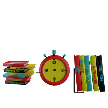 Books And Alarm  3D Icon