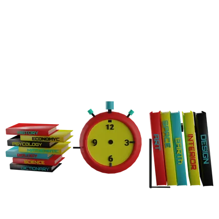 Books And Alarm  3D Icon